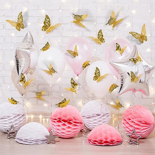 48Pcs Butterfly Wall Stickers, 3D Butterfly Wall Decor Gold Butterfly Party Decorations Birthday Cake Decorations Removable Wall Stickers Room Decor For Baby Shower Party Girls Kids(Gold) #TOP3