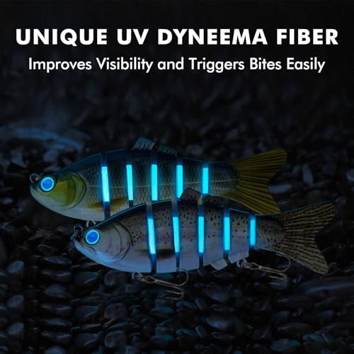 Image of TRUSCEND Swimmax Easy Catch Fishing Lures with BKK Hooks, Wiggling, Vibrating, Rattling and Gurgling for More Bites, Heavy-Duty Dyneema Fiber Jointed Swimbaits for Bass, Trout, Crappie, Walleye, Pike