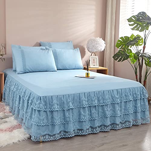 Cubre canapé falda de cama elástica con volantes de 180x200cm para colcha de somier doble