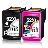 62XL Multipack Druckerpatronen Kompatibel für HP 62 Schwarz und Farbe für HP Envy 5540 5544 5545 5548 5640 5646 7640 OfficeJet 200 5740 5742 5744 250 Drucker (2 Pack)