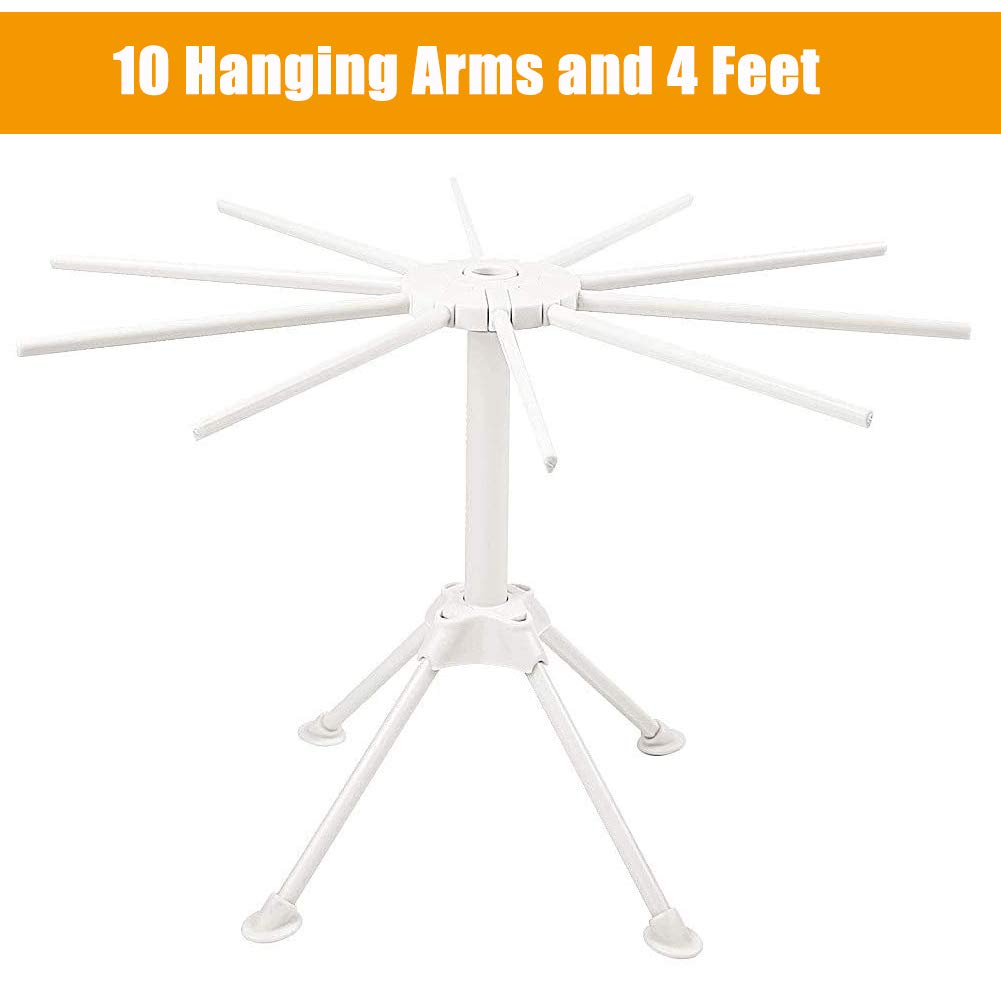 Soporte Plegable Secador de Pasta Fresca, Secador de Pasta Fresca Estante de Secado de Pasta Fideo Plegable con 10 Asas de Barra Fácil de almacenar, rápido de Instalar
