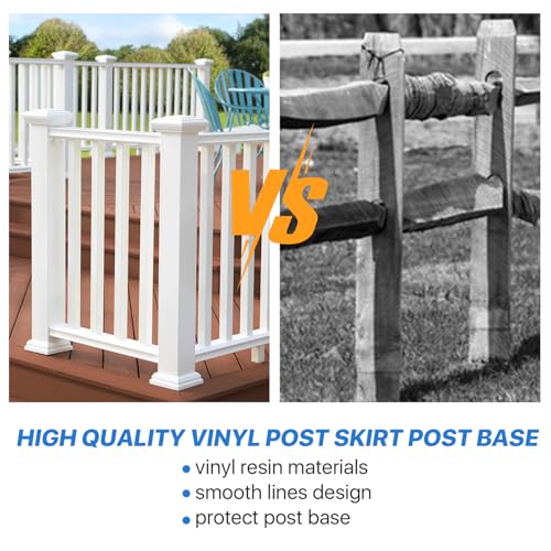 Aemygo 12 Pcs Vinyl Post Skirt, 4x4 Inch White Column Wraps for Wood Vinyl Post, Stair Rails, Fence Deck Stairs Rails - Thumbnail 6