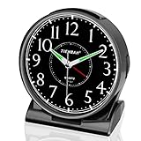 Analog Alarm Clock Battery Operated for Bedrooms Bedside 4.7 inches Non Ticking Alarm Clocks with LE