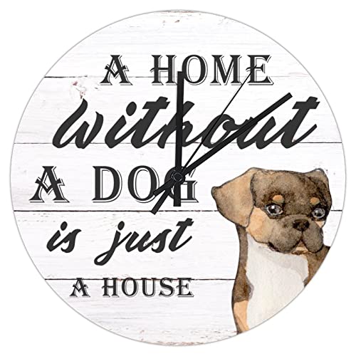 Orologio da parete rotondo in PVC A House Without A Dog Is Just A House, con bulldog francese, 22,4 cm, tema animale, silenzioso, senza ticchettio, classico, da appendere, per soggiorno, ufficio,