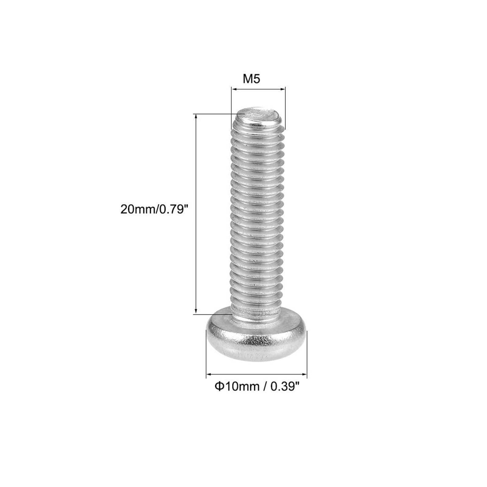 MACHSWON M5x20mm Machine Screws Pan Phillips Cross Head Screw 304 Stainless Steel Round Head Cross Screw Fasteners Bolts 20Pcs - Image 3