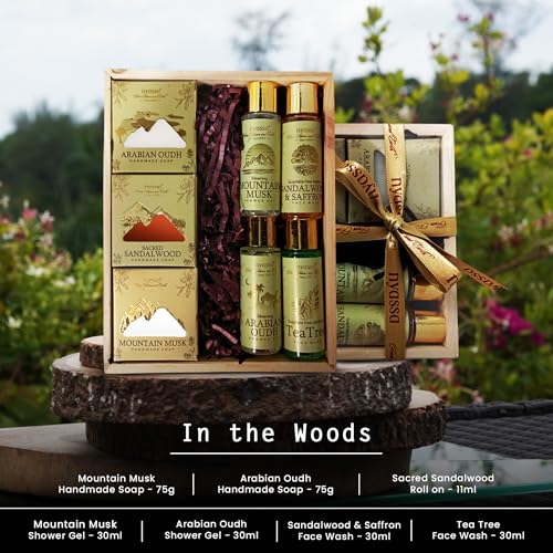Image of Nyassa In the Woods Gift Set | Bath & Body Care with Handmade Soap, Shower Gel & Face Wash | Natural Ingredients, No Parabens | Raksha Bandhan Gifts for Brother, Sister & Family