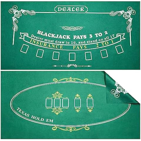 Poker Table Top Mat Texas Holdem Blackjack Felt Game Table Topper Cover Double Sided Storage Case Included. 3 x 6 ft. (36 x 72 in.) Easy Slide and Glide Design Cover