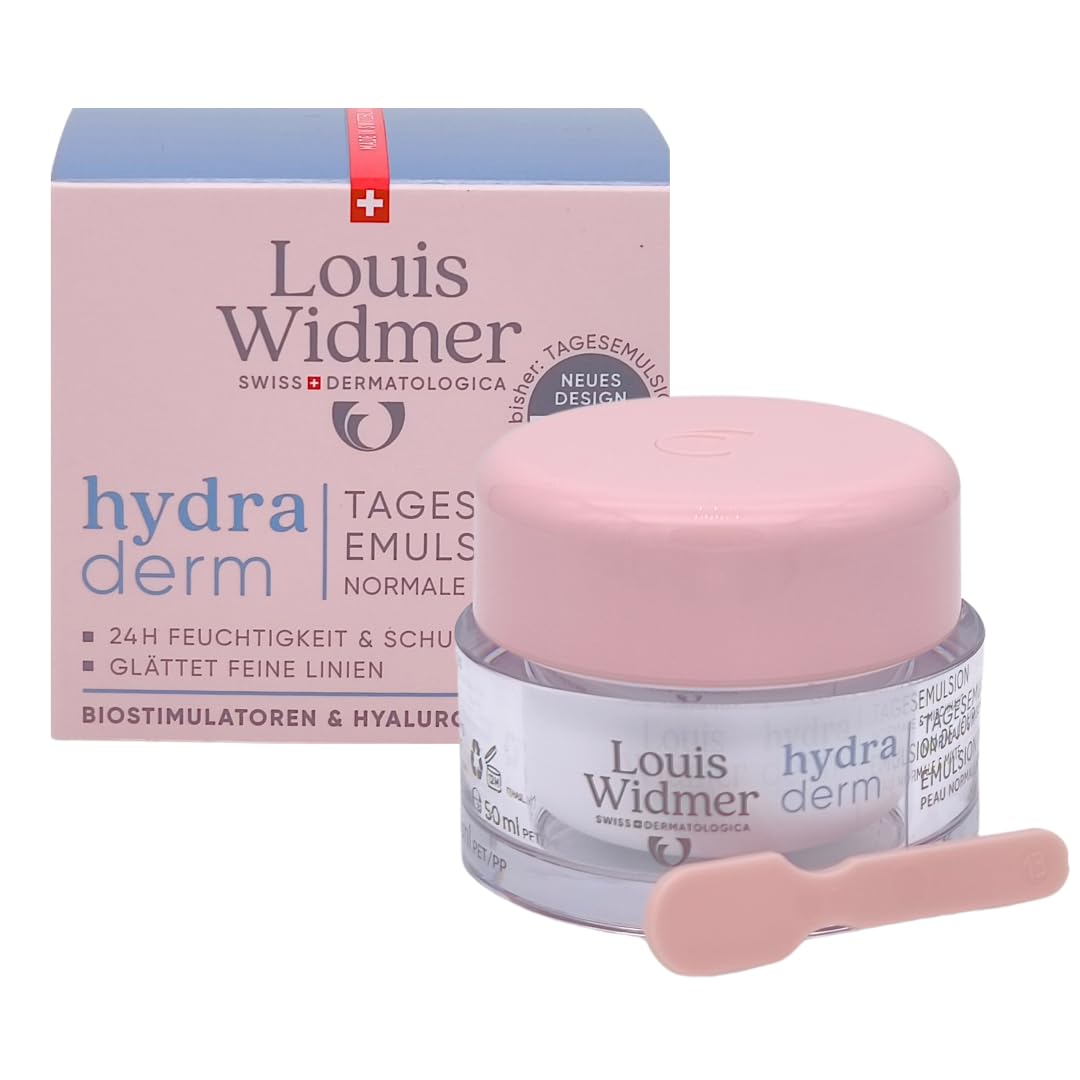 Louis Widmer hydraderm Tagesemulsion unparfümiert 3x 50 ml I für normale & Mischhaut I Anti-Ageing Tagespflege I intensive Feuchtigkeit I Hyaluronsäure I Spar-Set plus Pharma Perle give-away