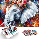 Puzzle 1000 Piece Adult “Acrylic Majestic Blossoming Elepha” for Age 14+ Each Piece is Unique - Fun and challenging Game for The Whole Family As a Gift for The Whole Family and Friends。
