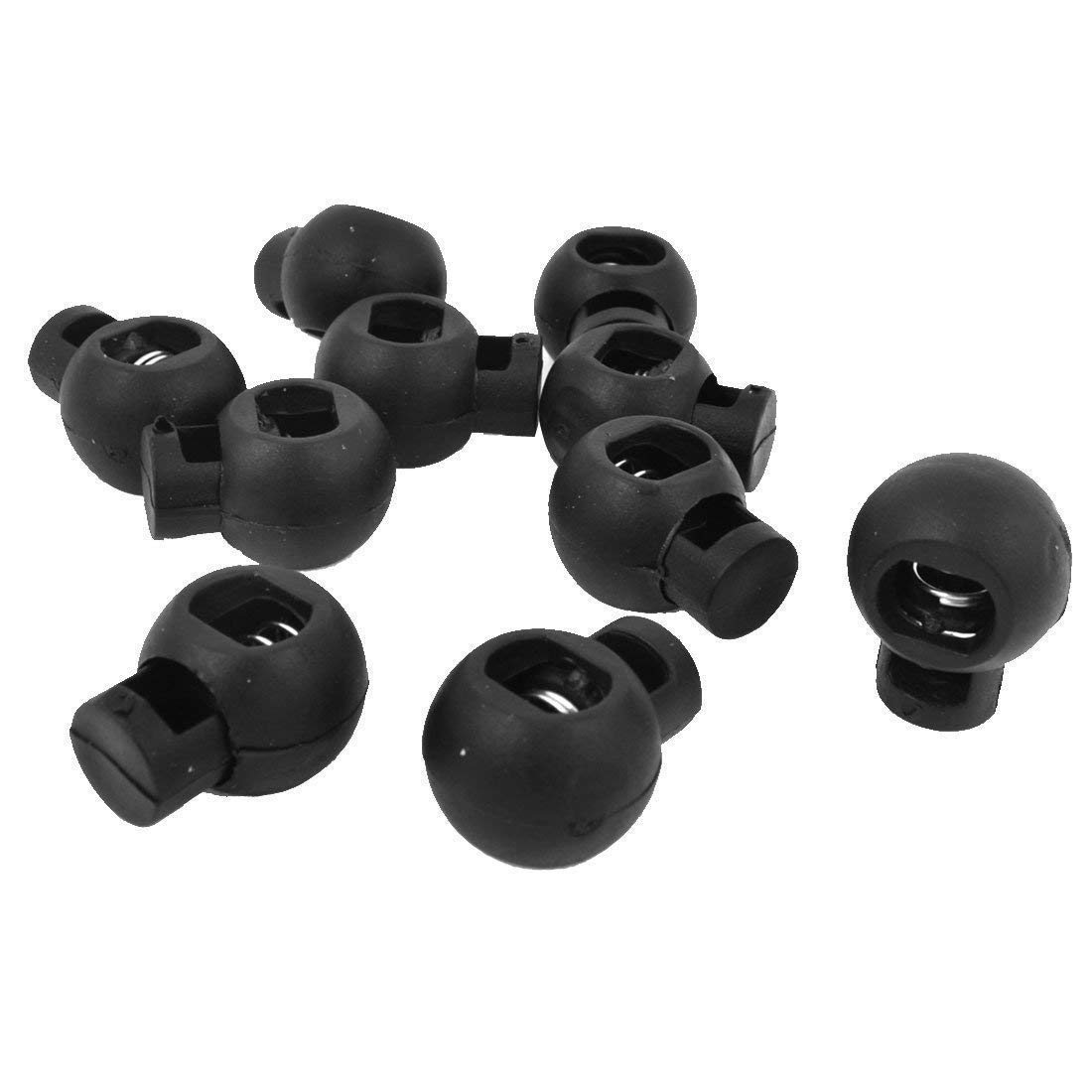 Stopper Cord Lock, Black Plastic Toggle Stopper- for Shoelace, Paracord, Drawstrings, Bags, Clothing Strings - Pack of 10