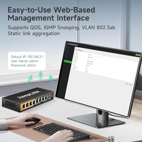 Image of 8 Ports 2.5G Switch Web Smart Managed, 8 x 2.5G Base-T & 1 x 10G SFP Slot, Support 802.3ad Static Aggregation, QOS /VLAN /IGMP, Metal Housing Network Ethernet Switch