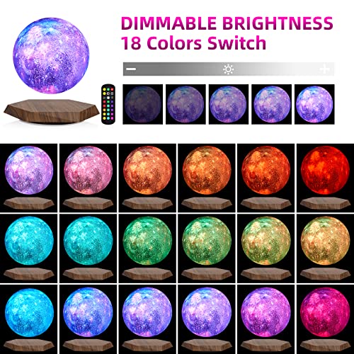 Gropinfly Levitating Moon Lamp,Space Decor Color Changing Lamp With 18 Color Modes, With Stand & Remote & Touch Control, Lamp For Bedroom Night Light For Kids #TOP2