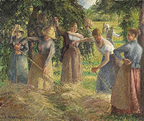 Tableau Toile Récolte du foin à Éragny Pissarro 60x90cm Affiche d'Art Décoration Murale
