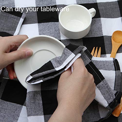 Aneco 4 Pack Check Plaid Dish Towels Oversized 18 X 28 Inches Cotton Kitchen Dish Towels Fast Drying Cotton Tea Towels For Drying Cleaning Cooking Baking - Black And White #TOP3