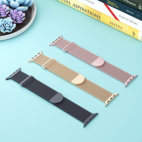 Image of 3 Pack Mesh Metal Magnetic Compatible with Apple Watch Bands Women Men | Stainless Steel Loop Strap for iWatch Band 38mm 40mm 41mm 42mm 44mm 45mm 46mm 49mm Series 11 /10 /9 /8 /SE /7 /6 /5 /4 /Ultra 3 2 1