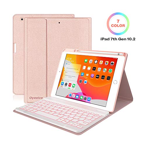 Keyboard Case for iPad 10.2 2019 7th Gen - 7 Color Backlit Wireless