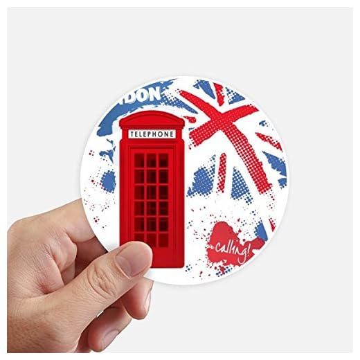 DIYthinker Bretaña, Reino Unido Londres Bandera Roja Cabina de teléfono Redondas 10cm Pared Maleta portátil Motobike Decal 8pcs Diámetro 10cm