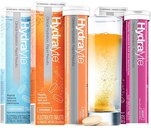 Hydralyte Effervescent Electrolyte Tablets, On-the-go Clinical Hydration, Orange Berry & Lemonade, 20 Count