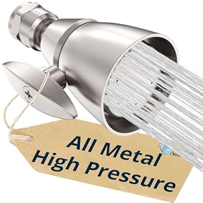HammerHead Showers® ALL METAL 2 Inch High Pressure Shower Heads - BRUSHED NICKEL – 2.5 GPM Shower Heads High Pressure - High Flow Shower Head with ADJUSTABLE SPRAY PATTERN - Fixed Shower Head