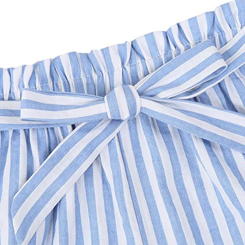 Huanye Girl's Summer 2 Piece Shirt Sets Shorts Outfit, Blue, 10-11Y #TOP6