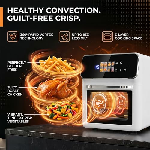 Image of Toree Digital Air fryer oven with Glass window, Large Capacity of 9+ Liters, LED Touch screen control panel, accessory set with silicone picker /tong /skewer set /glove | 1 Year Warranty-8130656959