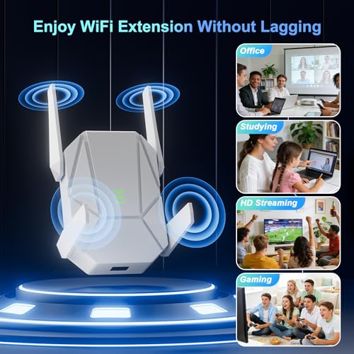 Image of WiFi Extender, 2026 15X Fastest WiFi 6 Booster AX1800 Dual Band (5.8 /2.4GHz) 17,999 sq.ft Long Range and 135+ Devices, WiFi Extender Signal Booster for Home with Ethernet Port (White)