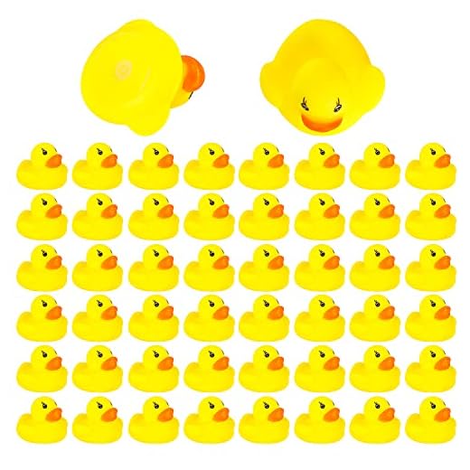 SULOLI Patitos para Baño，50 Piezas Patos Chirriantes de Caucho,Patitos de Goma Baño Bebe,Juguetes de Goma para Niños y Bebés,Regalos de Suministros para Fiestas