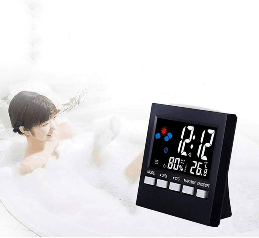 Room Thermometer - Indoor Household Temperature and Humidity Meter Electronic Thermometer Hygrometer with Alarm Clock