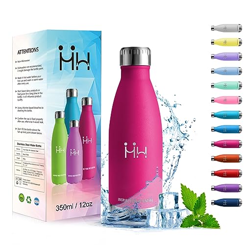 HoneyHolly Botella agua Acero Inoxidable, Botella agua Niños - 350ml, Botella Termica sin BPA, Reutilizable, Doble pared Aislante, Cantimplora Infantil - Conserva 12 Horas Caliente, 24 frio