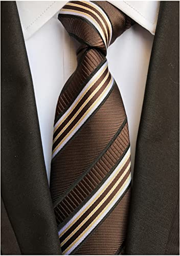 Image of Elfeves Men's Modern Striped Patterned Formal Ties College Daily Woven Neckties