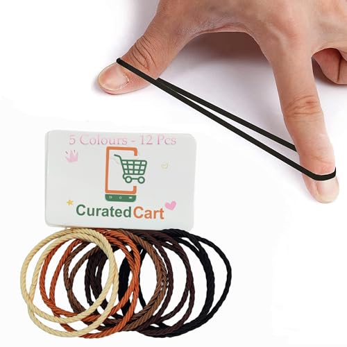 Image of Curated Cart 12 Pcs 2mm Multicolor Hair Ties Bands - Durable Ponytail Holders for Women, Men, and Girls - Strong Elastic Hair Accessories for Medium to Thick Hair