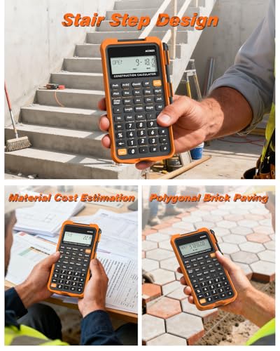 Image of Construction Calculator with Writing Tablet Industrial & Scientific ROATEE Engineering Calculator for Contractor, Concrete Pocket Feet-inch-Fraction Calculators for Carpenter, Framer, Remodeler