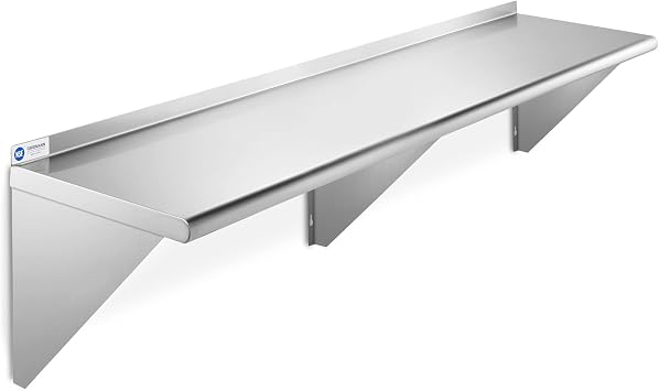 GRIDMANN 14" x 60" Stainless Steel Wall Mount Shelf with Backsplash, Commercial Grade - NSF Certified 18 Gauge Shelving for Restaurant, Kitchen, Utility Room, Garage