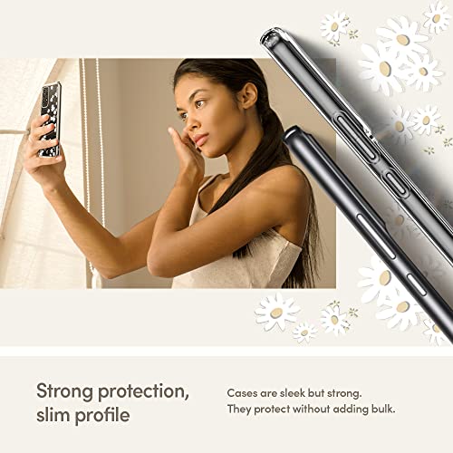 Image of Spigen Cyrill Cecile | Samsung Galaxy A53 5G Case | Transparent Flower Pattern Print Design Galaxy A53 5G Back Cover | TPU+Poly Carbonate - White Daisy