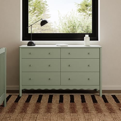 Image of Babyletto Swell 6-Drawer Assembled Baby Dresser, Light Sage | GREENGUARD Gold Certified, 6 Spacious Drawers, Dresser for Bedroom, Living Room & Hallway - Wooden Double Chest of Drawers