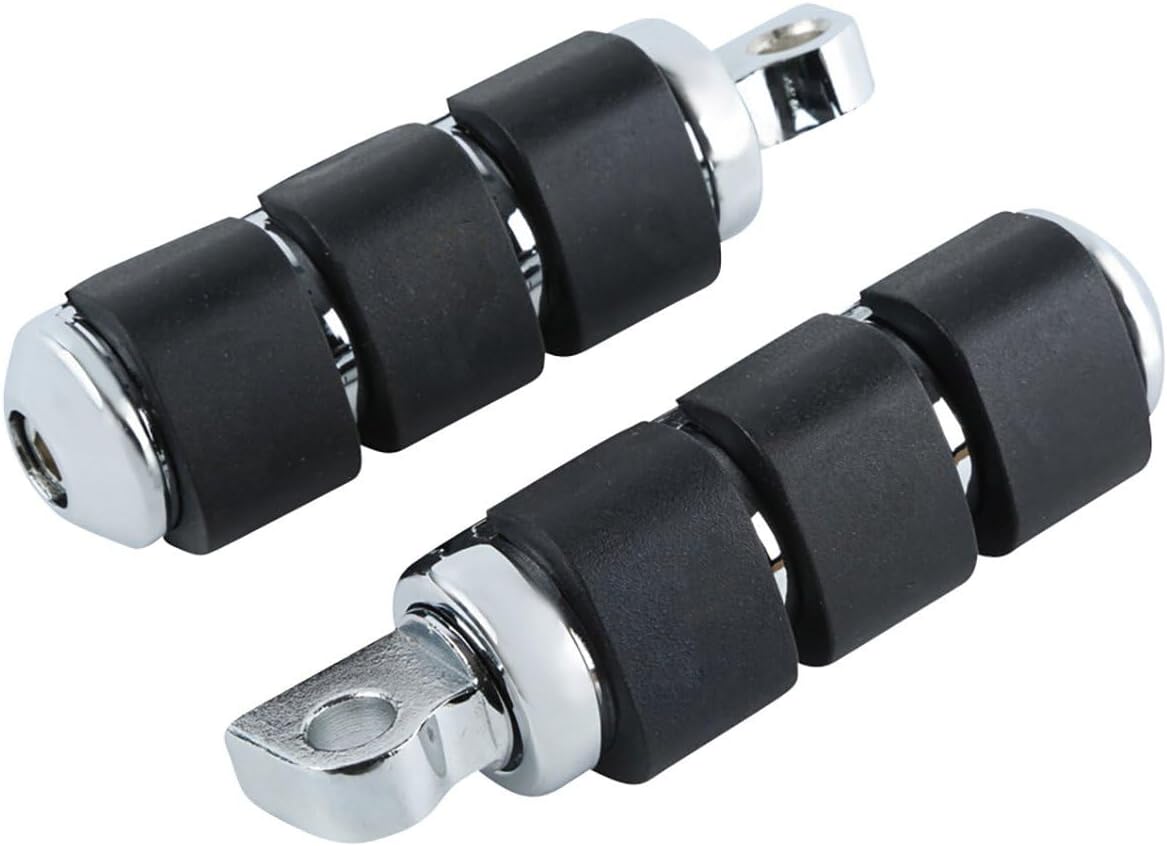 Chrome Vibration Rubber Footpeg Pegs Compatible with HarleyDavidson Low Rider