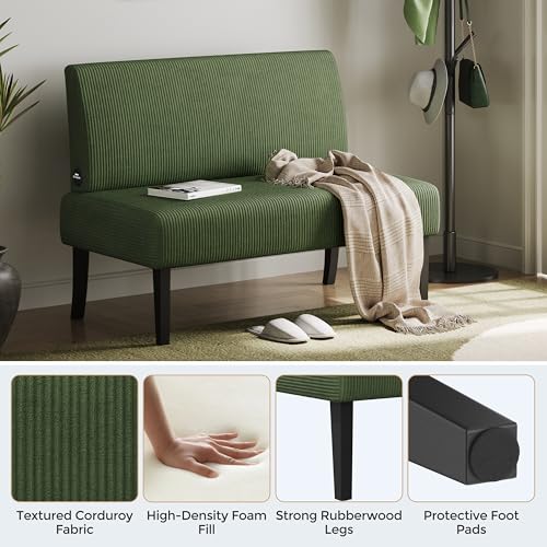 Yaheetech Small Mini Sofa Couch Armless Loveseat Futon for Bedroom, Corduroy Fabric & Easy Assembly, for Small Spaces Living Room,Dorm,Office,Apartment, Green by Yaheetech - Image 5