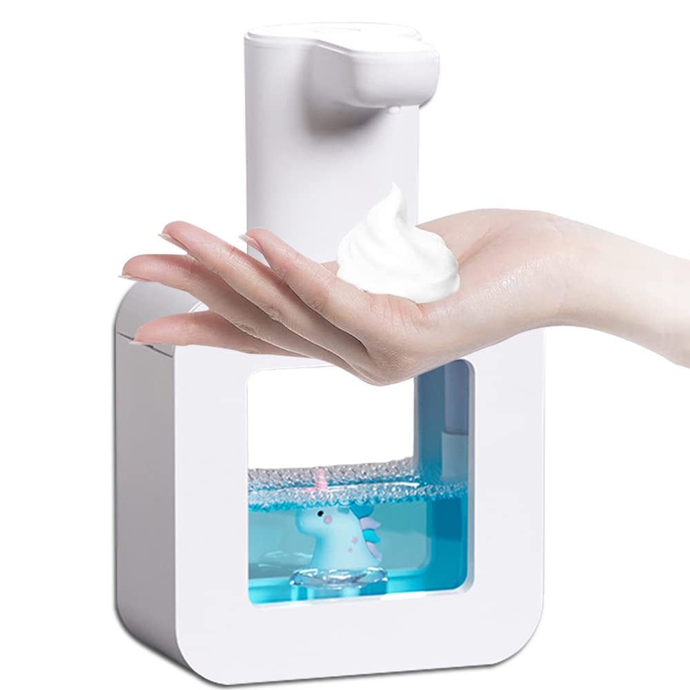 AMYESE Automatic Foam Soap Dispenser - Cute Kids Touchless Unicorn Hand Soap Dispenser,Wall Mount Waterproof USB Rechargeable, 13.5oz/ 400ml for Bathroom Countertop, Kitchen, Office, Hotel, Preschool
