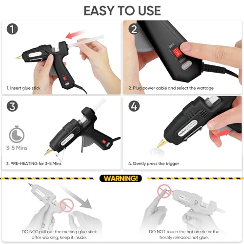 Image of ROMECH Full Size Hot Glue Gun with 60 /100W Dual Power and 21 Hot Glue Sticks (7 /16 inch), Fast Preheating Heavy Duty Industrial Gluegun with Storage Case for Crafting, DIY and Repairs (Black)