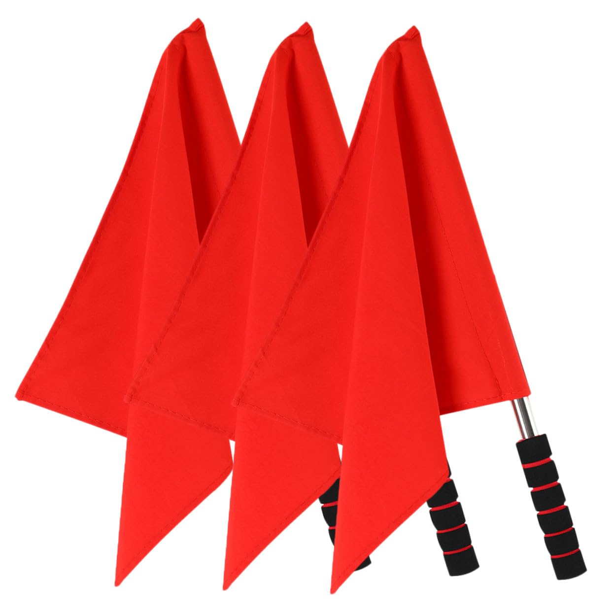 Alipis Drapeaux de Signalisation Arbitre 3 Pièces Rouge Polyester Léger Drapeau de Course pour Football Athlétisme Compétition Sportive Extérieur