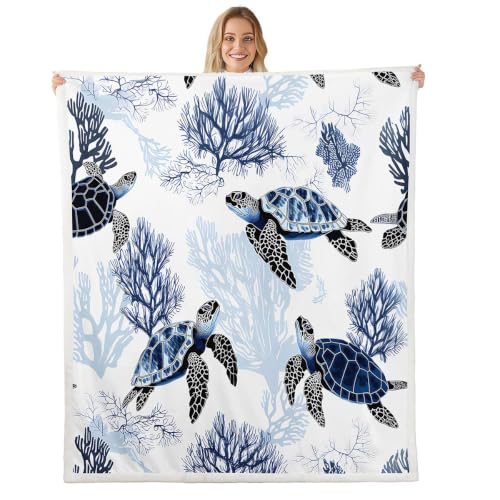 Feelyou Turtle Sherpa Blanket 50"x60" Boys Girls Gift Sofa Warm