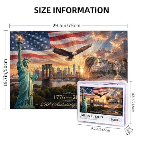 Rompecabezas Patriótico de 250o Aniversario para Adultos, 1000 Piezas, Celebración de la Independencia, Tema de Libertad Histórica, Decoración para el Hogar, Regalo miniatura 4
