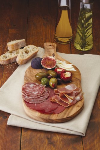 KitchenCraft World of Flavours Rustic Chopping Board/Antipasti Serving Platter, Olive Wood, 3 x 17 cm - Cosy Home Interiors KitchenCraft World of Flavours Rustic Chopping Board/Antipasti Serving Platter, Olive Wood, 3 x 17 cm - Image 2