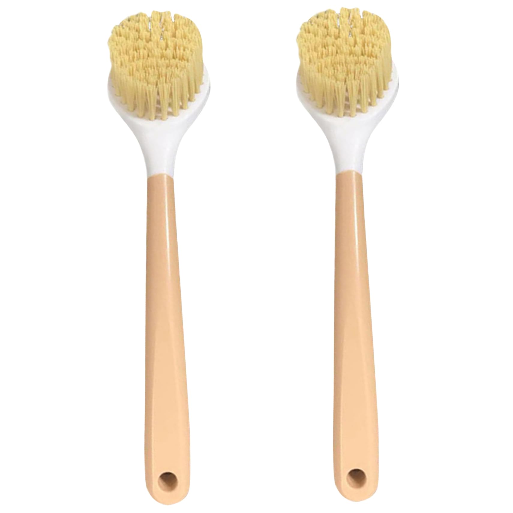 Dish Scrub Brush, 2PCS Bamboo Brush with Built-in Scraper for Nonstick Pans and Sinks