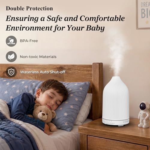 Image of URPOWER 300ML Essential Oil Diffusers for Home Ultrasonic Aromatherapy Diffuser Up to 10hrs with 7-Color LED Lights Auto Shut-Off High /Low Mist - Diffuser Oil Machine Humidifiers for Bedroom Office
