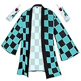 Demon Slayer Kamado Tanjiro Cosplay Costume Zenitsu Robe for Men and Women with Anime Earrings