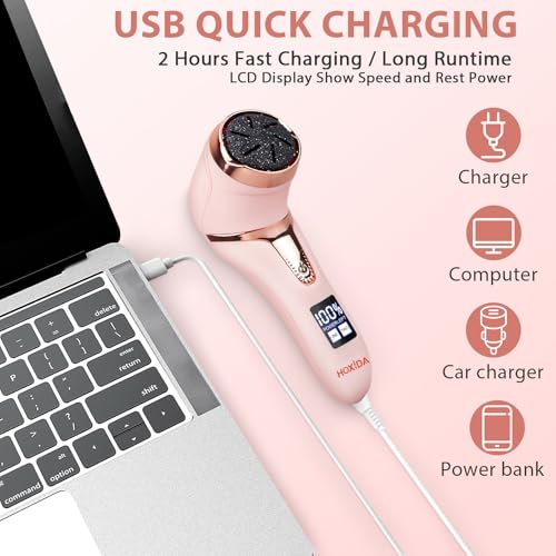 Image of Electric Callus Remover for Feet (with Dander Vacuum Cleaner), Rechargeable Foot Callus Remover Pedicure Tools Foot File, Professional Foot Care Kit Deadskin Remover with 9Heads&2Speed,LCD Display