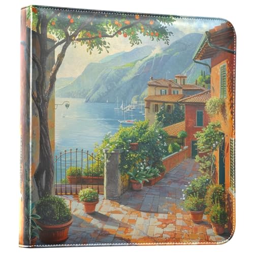 Álbum de fotos ALAZA Italy View in The Morning, cubierta de poliuretano, encuadernación con anillas, 20 páginas autoadhesivas, para bodas, viajes y recuerdos familiares miniatura 1