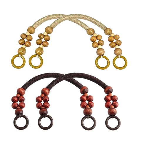 Zasiene Asas de Madera de Nailon 4 Piezas Asas Nailon Correas Asa de Bolso Hecha A Mano de Bricolaje Asas de Bolso para Hacer Bolsos Asa Recambio DIY para Bolso Asas de Madera DIY Repuestos de Asas