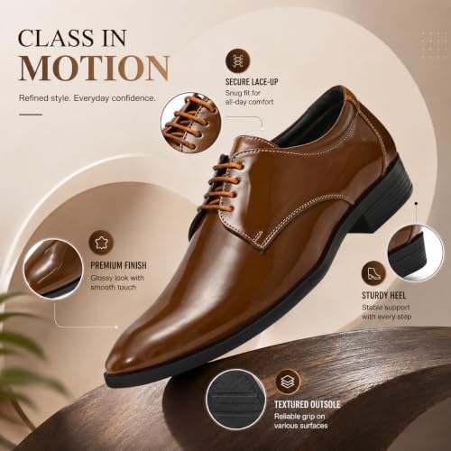 Image of Centrino Formal Shoes for Men | Glossy Lace-Up Derby Dress Shoes | Comfortable Stylish Footwear for Office, Parties & Business Wear | Sleek Classic Design (8233)